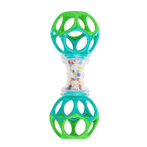 Bright green baby rattle