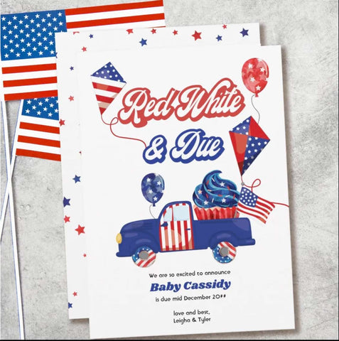 4th of July pregnancy announcement card