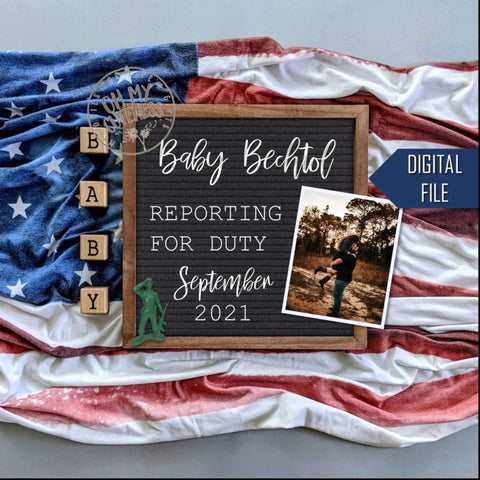 A military-themed 4th of July pregnancy announcement