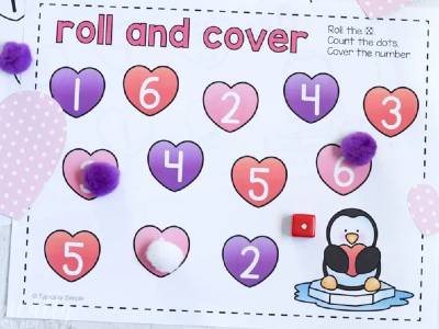 Valentine's Day Game for Toddlers: Roll and Cover Game