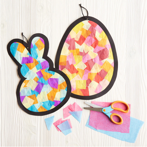 easter activities - tissue paper stained glass