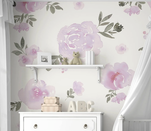Purple and white floral nursery