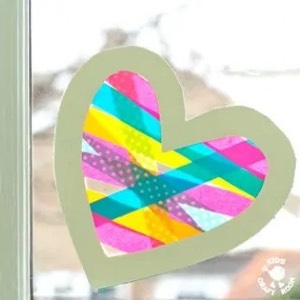 Valentine's Day craft for toddlers: Washi tape sun catcher