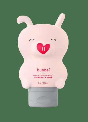 Pig-shaped container of kids' shampoo by Bubbsi