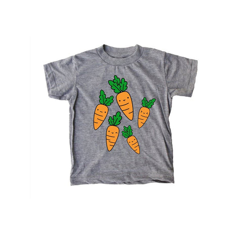 Children's t-shirt with kawaii-style carrot illustration from Mochi Kids