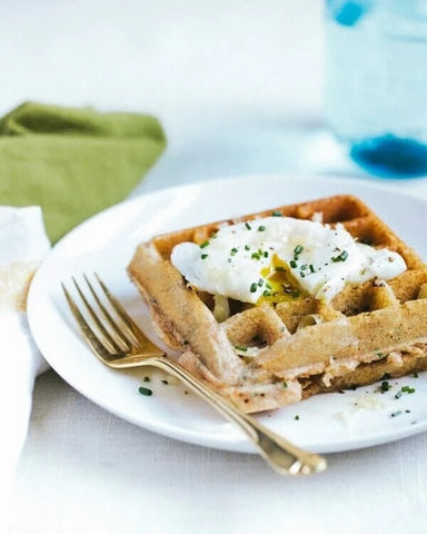 Savory waffles served at a baby shower