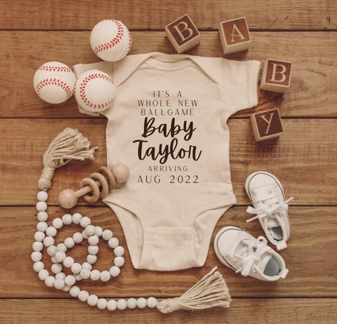Baseball-themed pregnancy announcement template