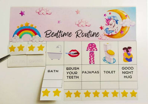 Fold-up bedtime routine chart from Early Learning Easy