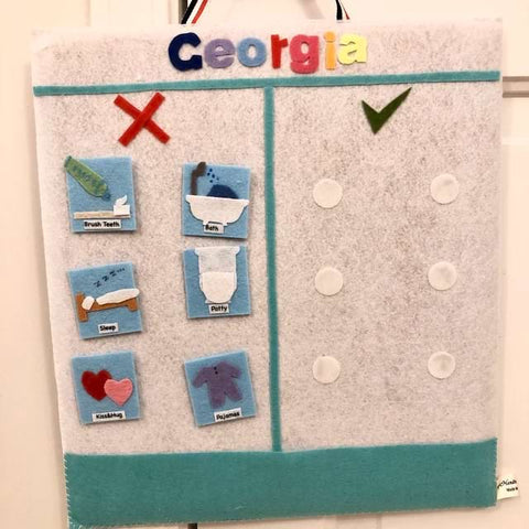 Felt bedtime routine chart from Ivy's Handmade Design