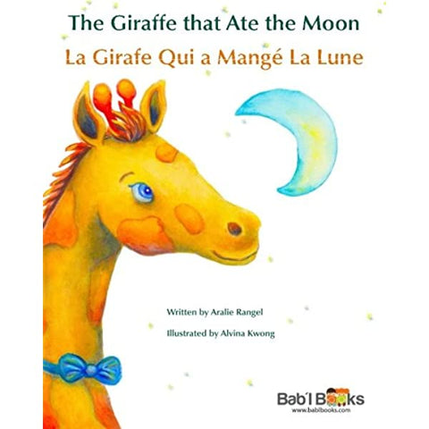 French children's book - Giraffe Ate the Moon