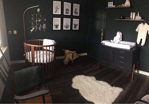 Black midcentury-style nursery