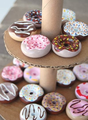 Cardboard roll play donut stand