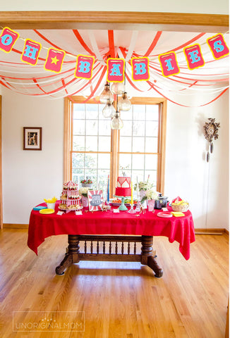 Living room decorated with carnival theme decorations