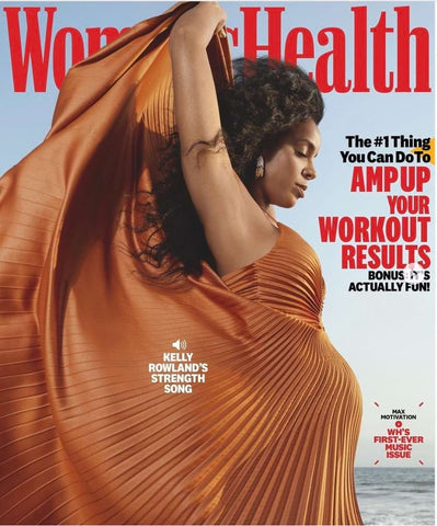 Cover of Women's Health Magazine with a pregnant Kelly Rowland