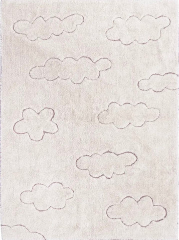 White rug with cloud print