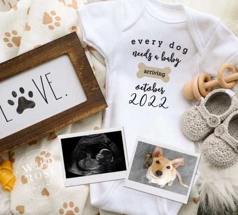 Dog-themed pregnancy announcement template