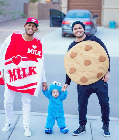 Cookie Monster, cookie, and milk family Halloween costume