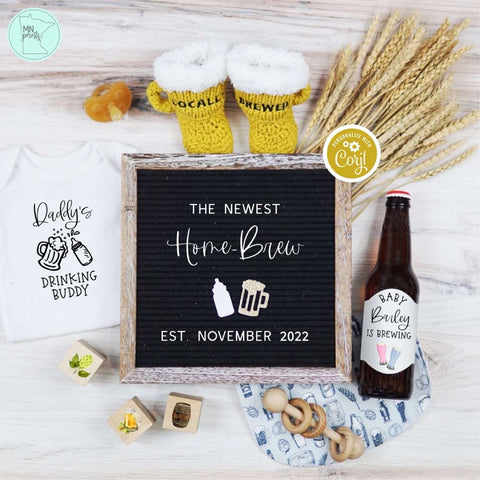 Beer-themed letterboard Father's Day pregnancy announcement