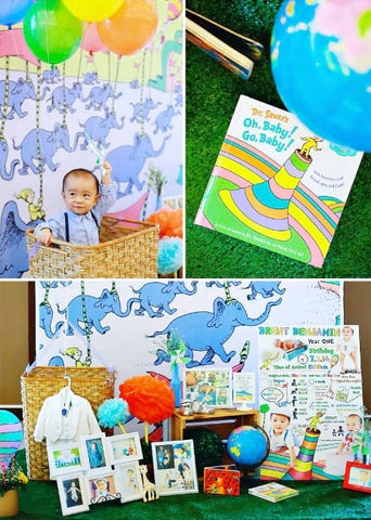 Dr. Seuss "Oh, the Places You'll Go"-themed first birthday party