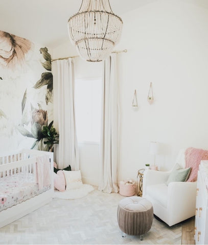 A white, ethereal floral nursery