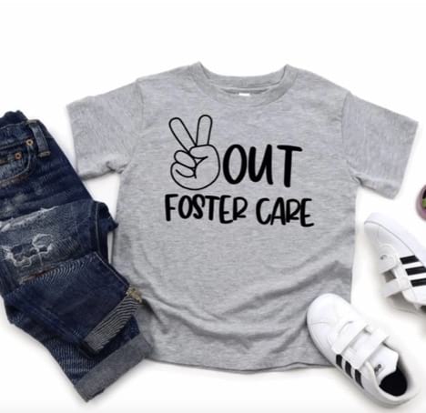 T-shirt announcing adoption out of foster care