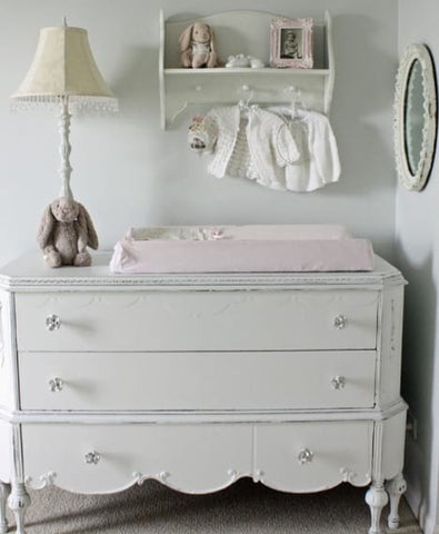 Baby changing table in a French provincial nursery