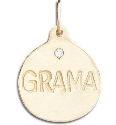 Gold charm engraved with GRAMA