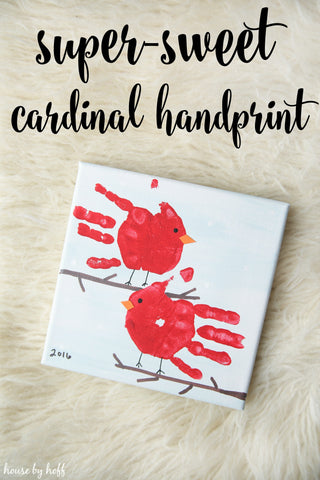 homemade gifts - cardinal handprint art via House by Hoff