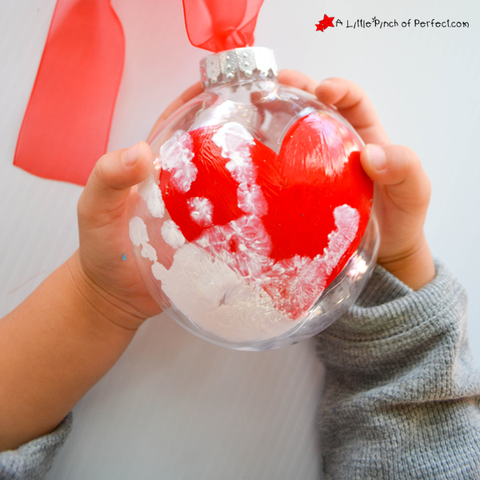 homemade gifts - handprint ornament via A Little Pinch of Perfect