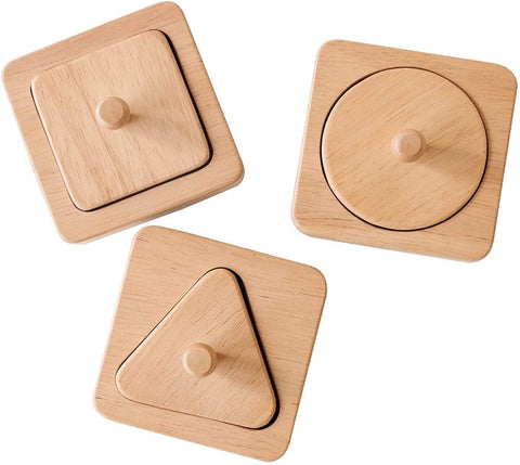 Simple wooden Montessori puzzle for babies