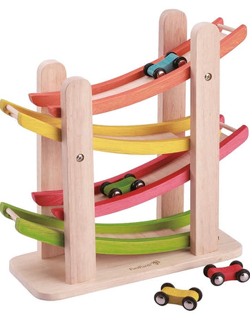 Wooden car ramp toy for toddlers