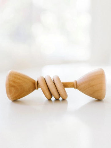 Montessori-style wooden baby rattle
