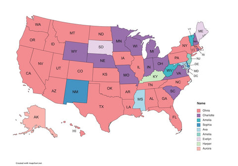 Most popular girl names map