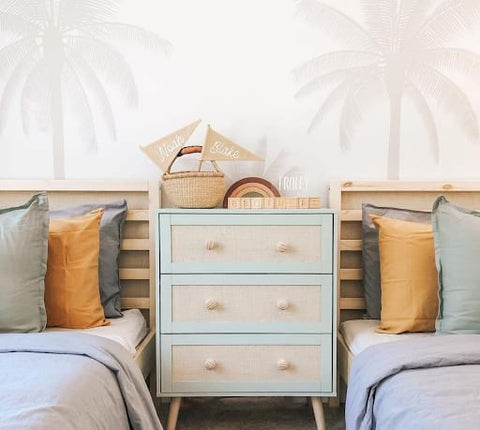 Neutral-colored shared children's bedroom