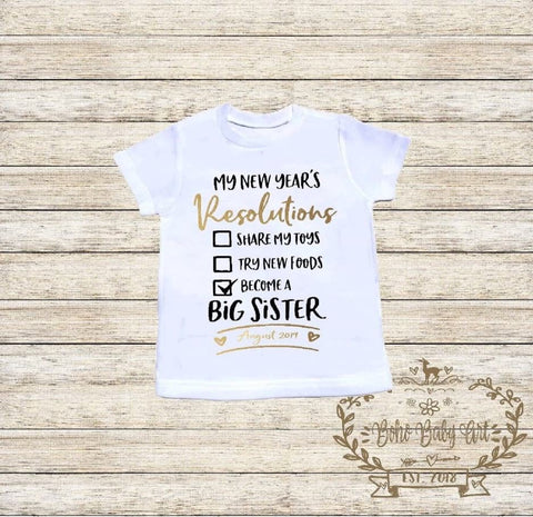 New Year's pregnancy announcement big sibling t-shirt