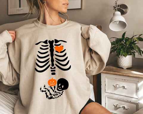 Skeleton maternity Halloween sweatshirt
