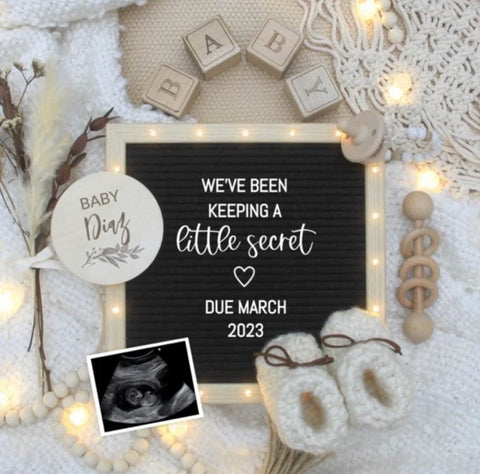 Winter pregnancy announcement template with twinkle lights
