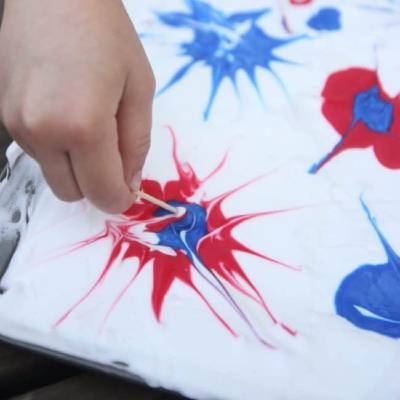 shaving cream 4th of July craft for kids