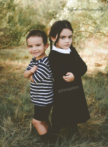 Addams family sibling Halloween costume for kids