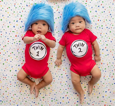 Thing 1 and Thing 2 Halloween costume for siblings