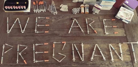 Needles used to spell out "we're pregnant" to announce IVF pregnancy