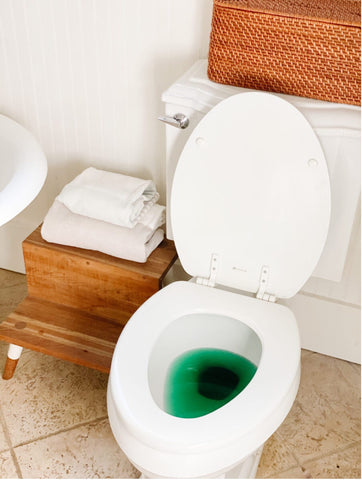 Toilet water dyed green for a fun St. Patrick's Day tradition