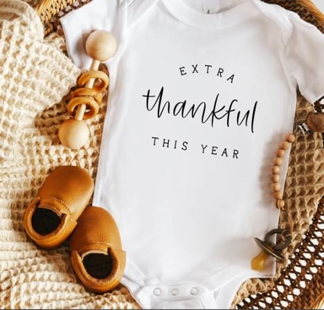 Thanksgiving pregnancy announcement baby onesie