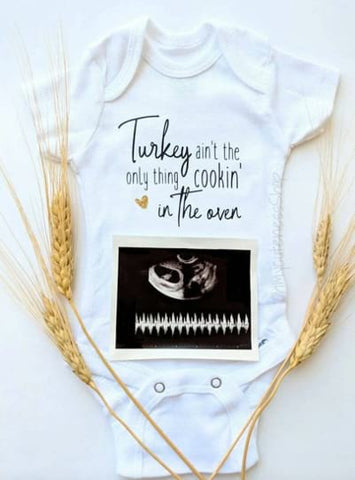 Thanksgiving theme onesie with baby ultrasound