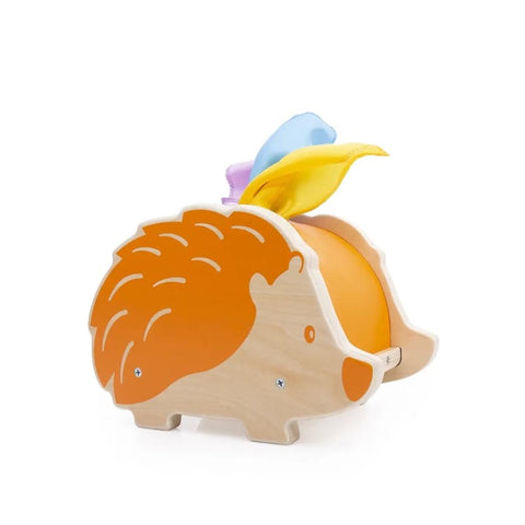 Hedgehog-shaped Montessori-style tissue box toy