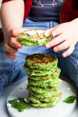 Pea fritter toddler dinner