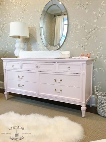 Pink and gray vintage nursery