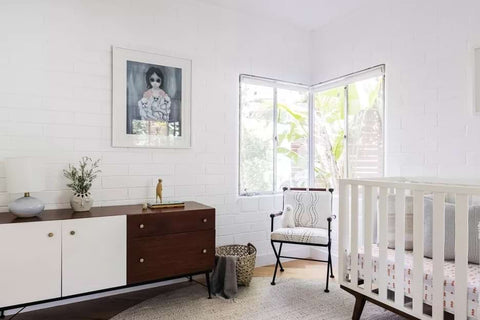 Midcentury modern white nursery