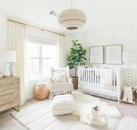 White nursery with a mix of textures