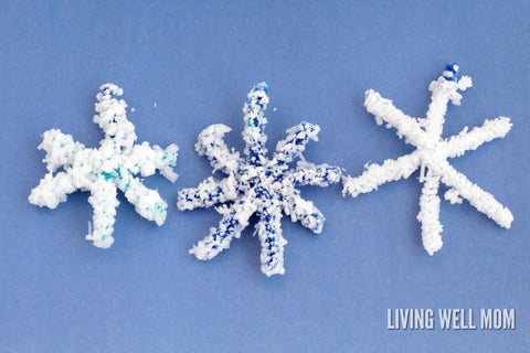 winter activities salt crystal snowflakes